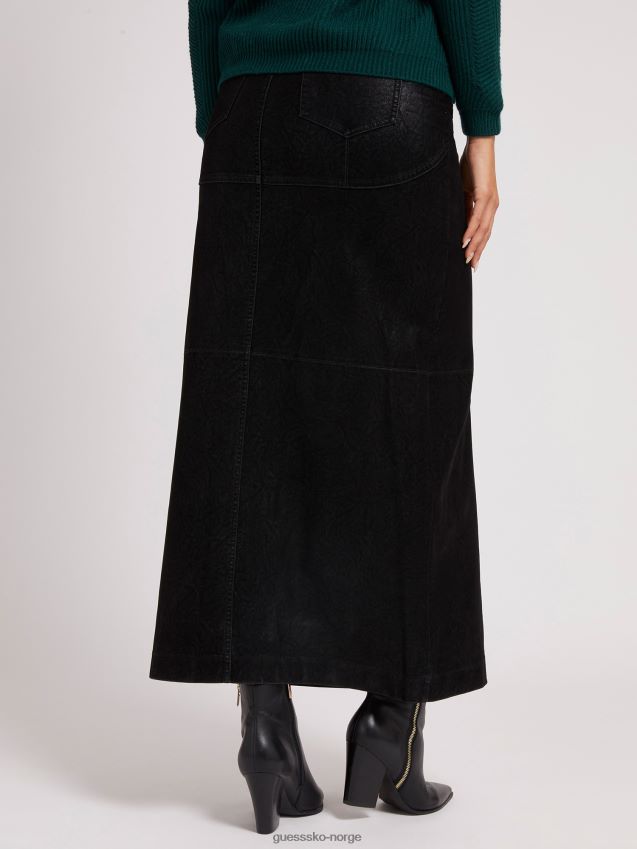 Guess skjørt i imitert skinn med svarte nagler svart kvinner F0LJ806127