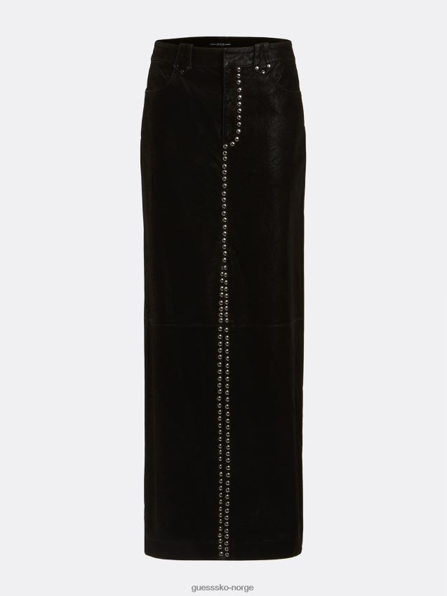 Guess skjørt i imitert skinn med svarte nagler svart kvinner F0LJ806127