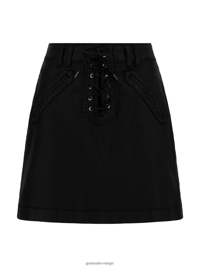 Guess svart denimskjørt med blonder svart kvinner F0LJ802706