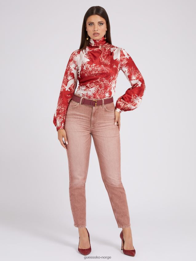 Guess all over print bluse rød rød kvinner F0LJ802736
