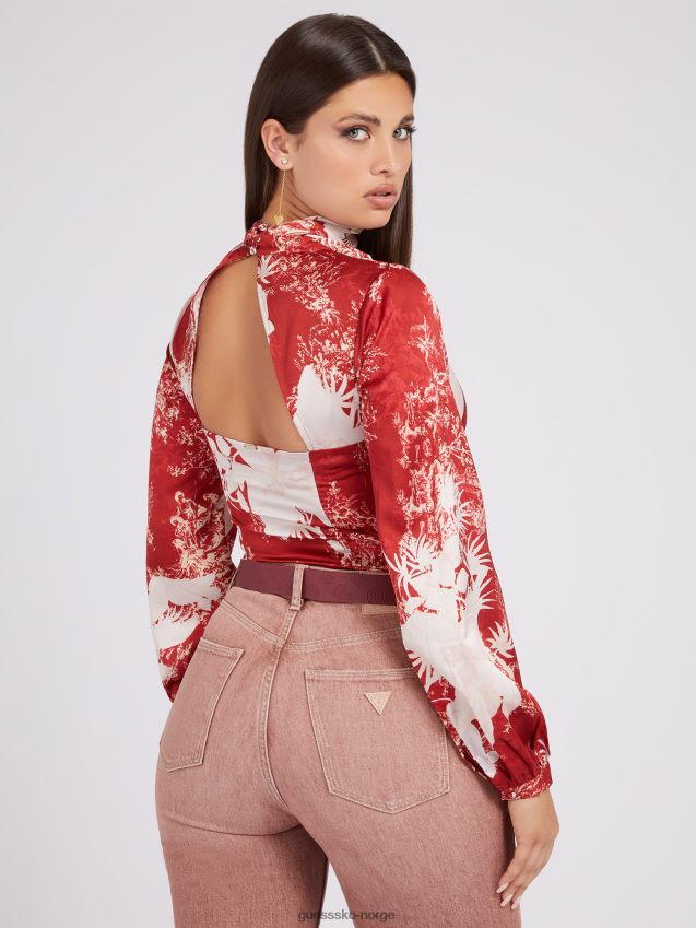 Guess all over print bluse rød rød kvinner F0LJ802736