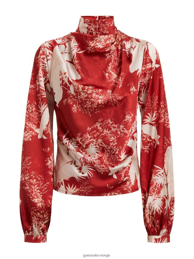 Guess all over print bluse rød rød kvinner F0LJ802736