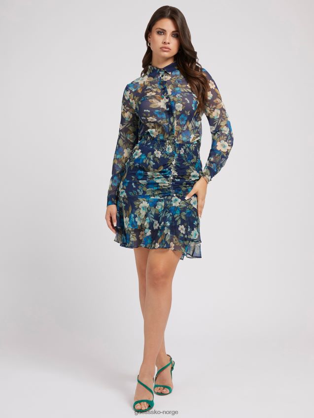 Guess blå multi all over print skjorte blå multi kvinner F0LJ803081