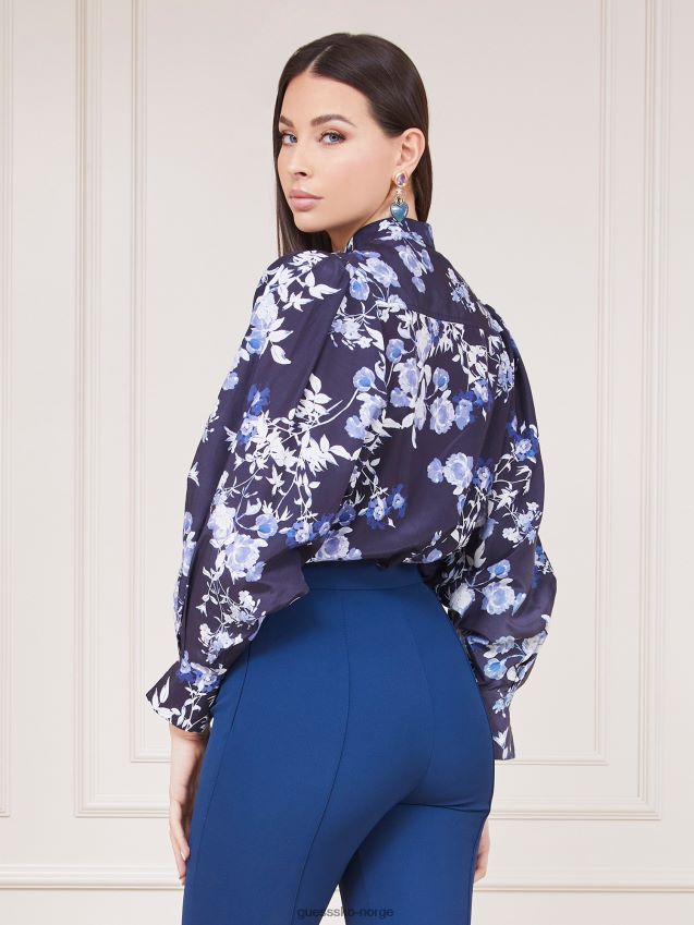Guess blå multi marciano skjorte med all over print blå multi kvinner F0LJ803162