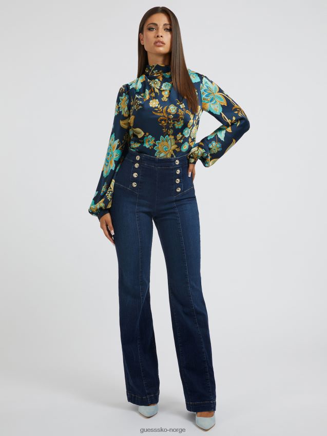 Guess bluse med all over print blå multi blå multi kvinner F0LJ803240