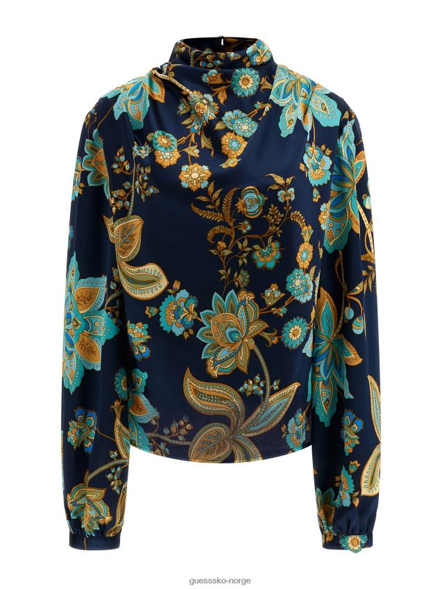 Guess bluse med all over print blå multi blå multi kvinner F0LJ803240