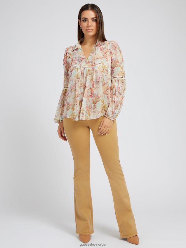 Guess chiffon bluse floral fantasi blomsterfantasi kvinner F0LJ803067