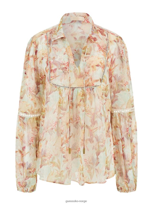 Guess chiffon bluse floral fantasi blomsterfantasi kvinner F0LJ803067