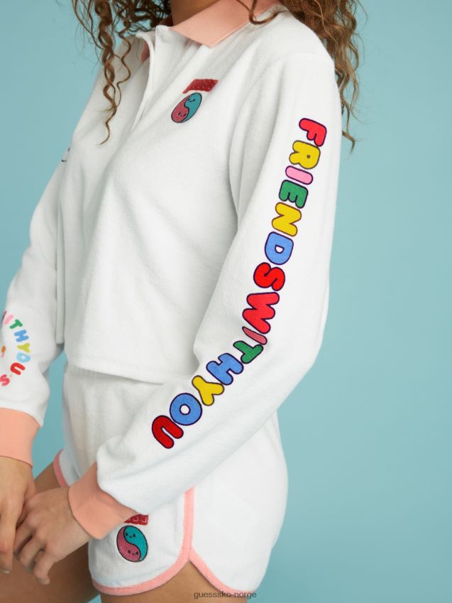 Guess cropped poloskjorte hvit multi hvit multi kvinner F0LJ806155