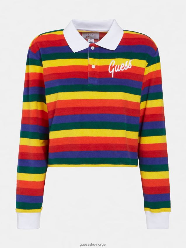 Guess flerfarget mønster beskåret poloskjorte flerfarget mønster kvinner F0LJ806133