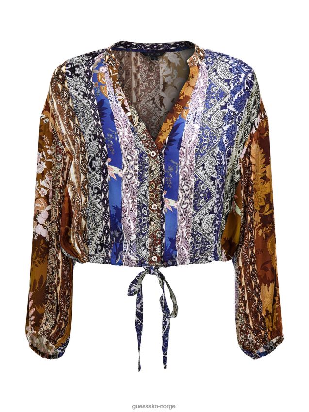 Guess flerfarget mønster crop bluse flerfarget mønster kvinner F0LJ803379