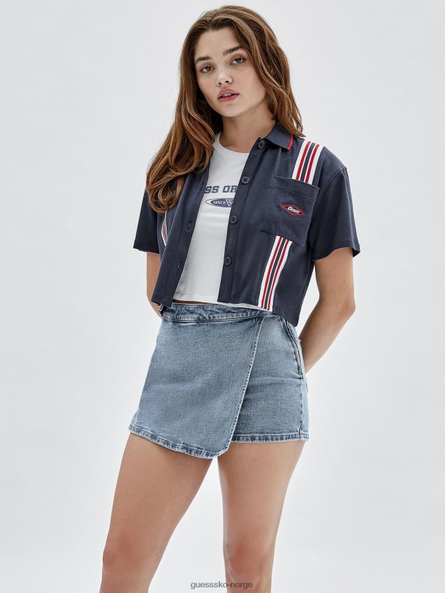 Guess frontlommeskjorte blå blå kvinner F0LJ803246