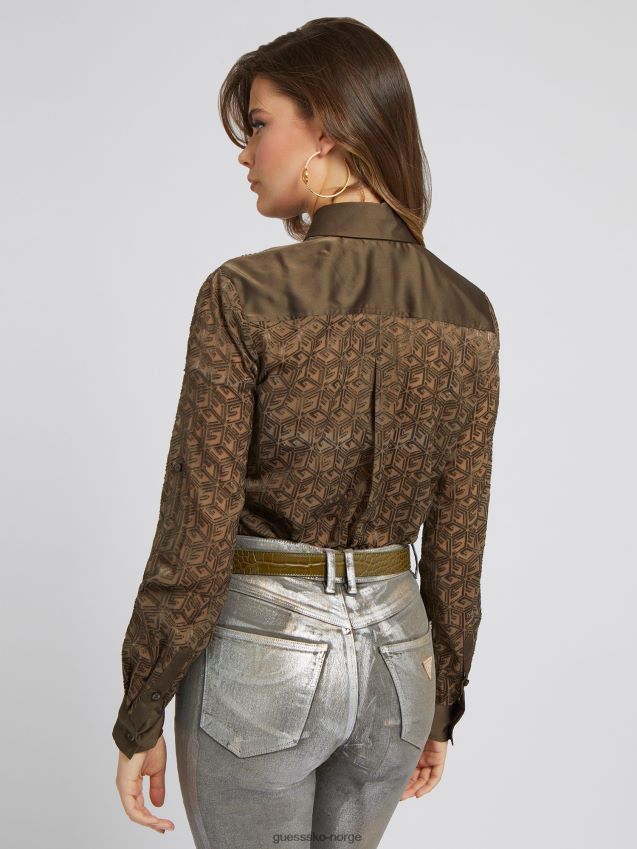 Guess g skjorte med kubetrykk grønn grønn kvinner F0LJ802786