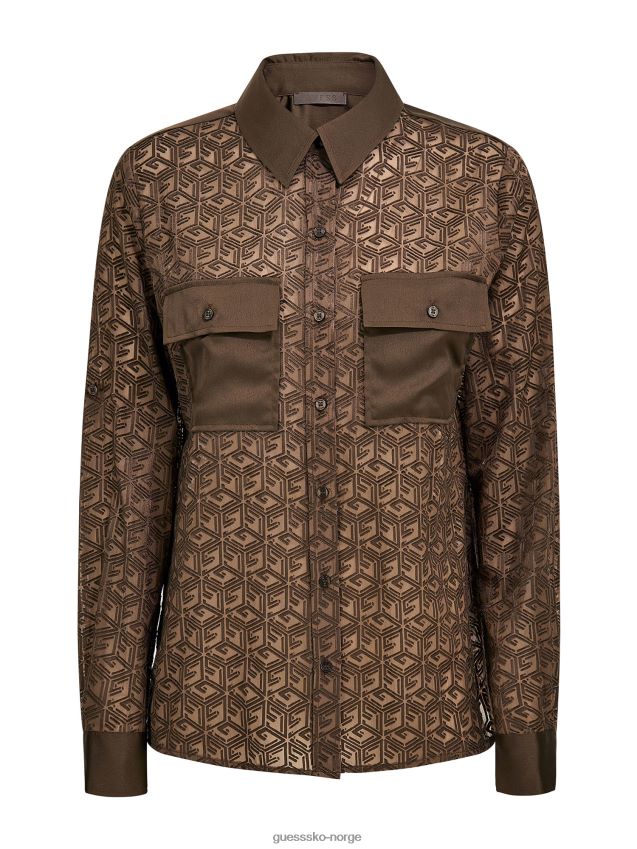 Guess g skjorte med kubetrykk grønn grønn kvinner F0LJ802786