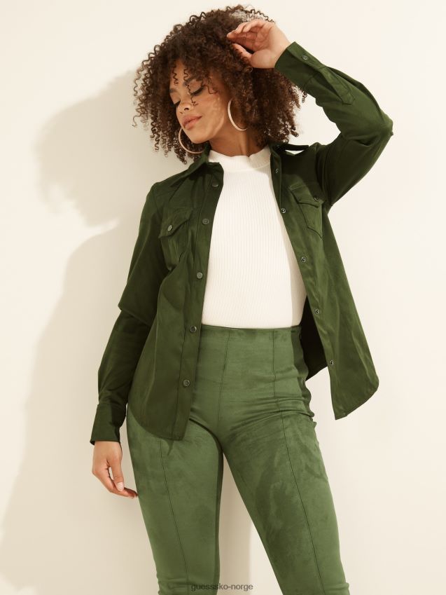 Guess grønn imitert semsket skjorte grønn kvinner F0LJ802779