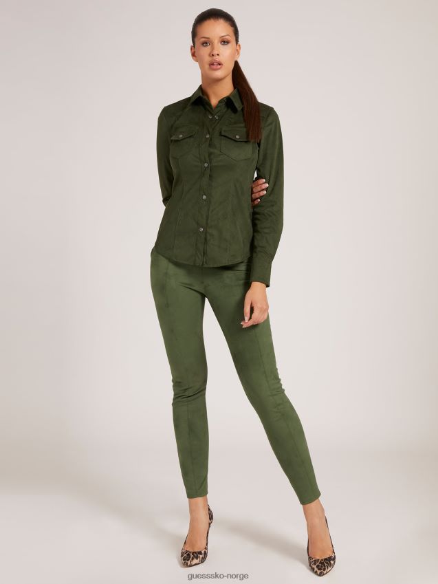Guess grønn imitert semsket skjorte grønn kvinner F0LJ802779