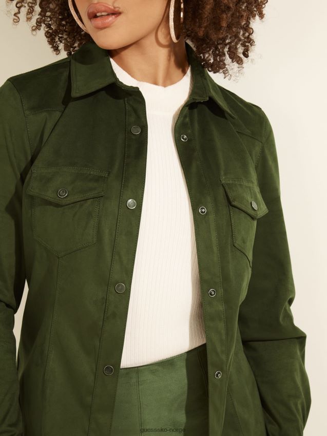 Guess grønn imitert semsket skjorte grønn kvinner F0LJ802779