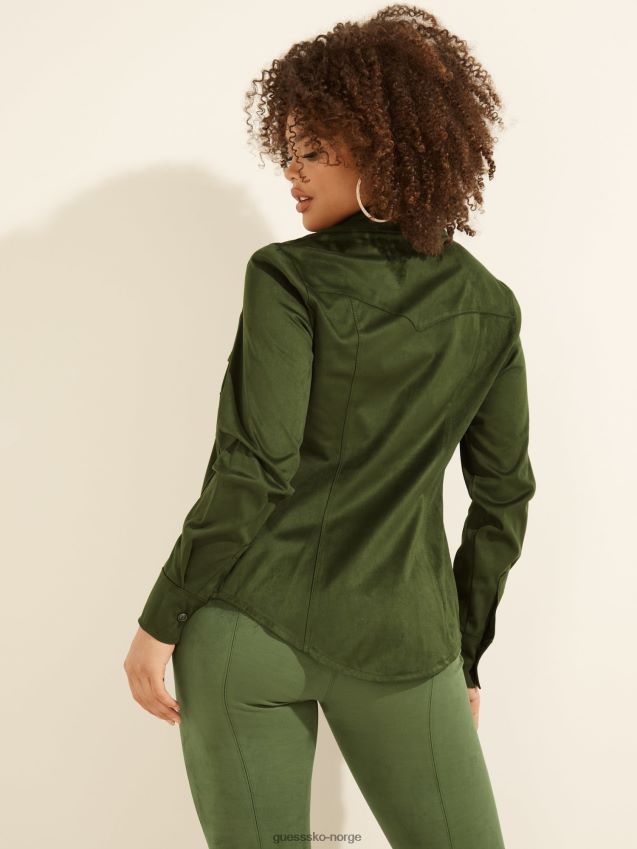 Guess grønn imitert semsket skjorte grønn kvinner F0LJ802779