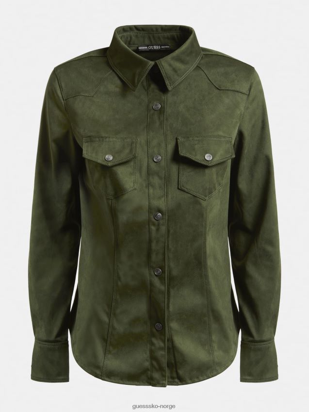 Guess grønn imitert semsket skjorte grønn kvinner F0LJ802779