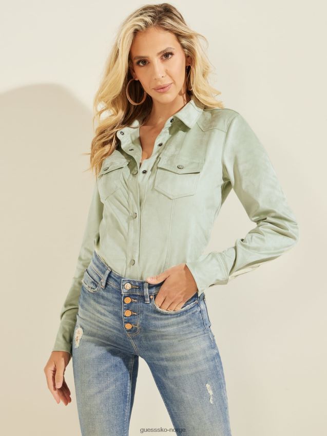 Guess grønn imitert semsket skjorte grønn kvinner F0LJ803118