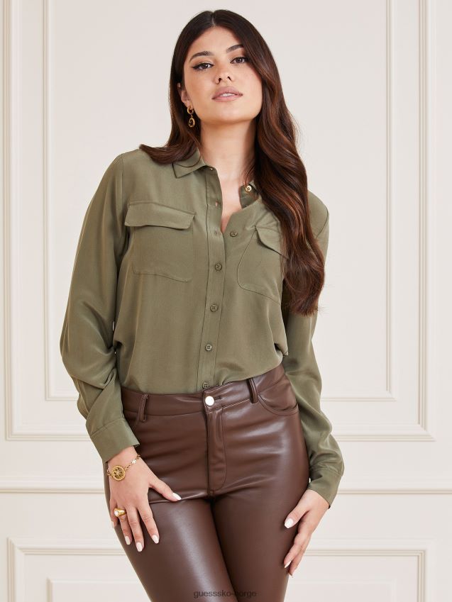 Guess grønn marciano silkeskjorte grønn kvinner F0LJ803337