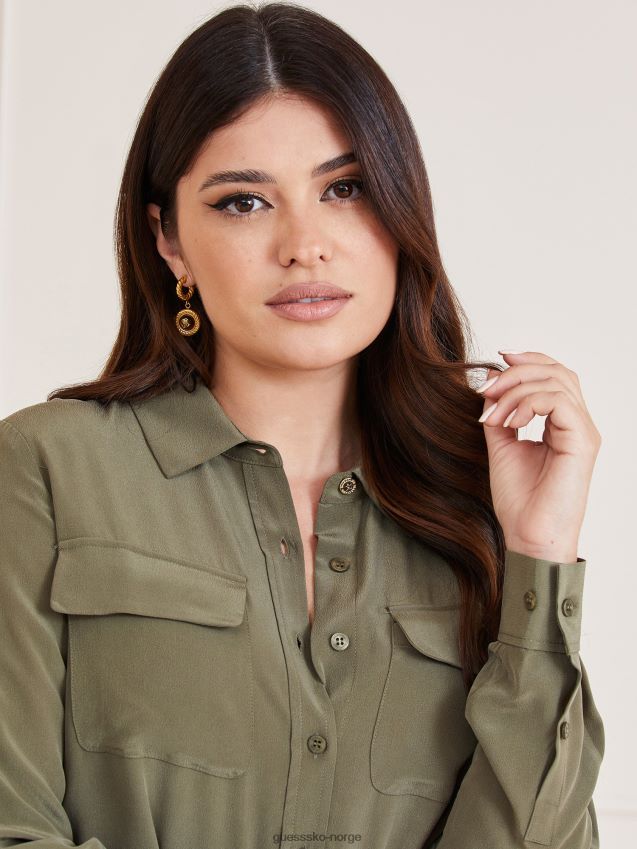 Guess grønn marciano silkeskjorte grønn kvinner F0LJ803337