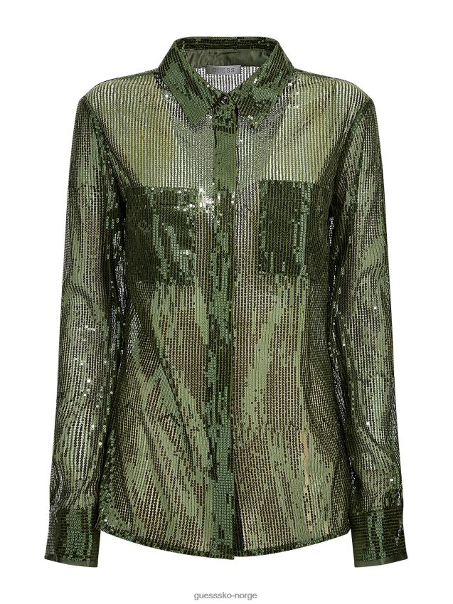 Guess grønn paljettskjorte grønn kvinner F0LJ803046