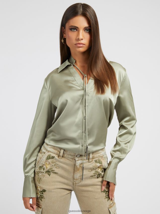 Guess grønn skjorte med chocker-hals grønn kvinner F0LJ802767