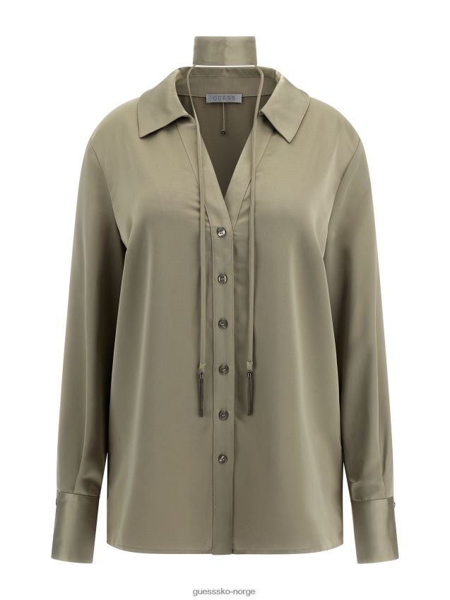Guess grønn skjorte med chocker-hals grønn kvinner F0LJ802767