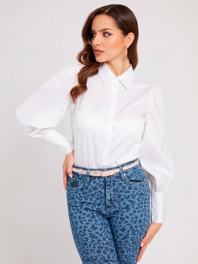 Guess hvit poplinskjorte med normal passform hvit kvinner F0LJ802656