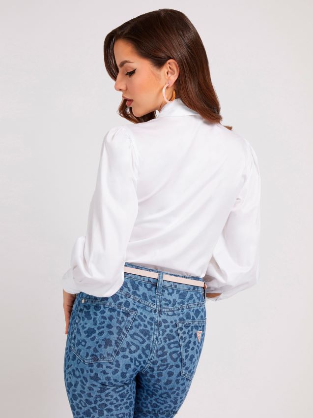 Guess hvit poplinskjorte med normal passform hvit kvinner F0LJ802656