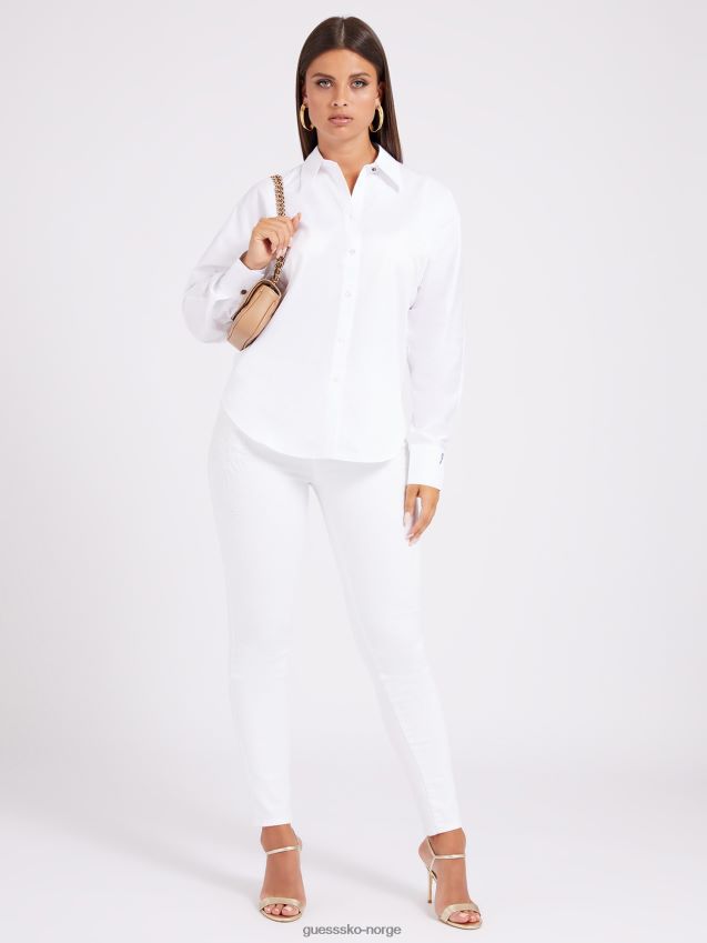 Guess hvit poplinskjorte med normal passform hvit kvinner F0LJ802673
