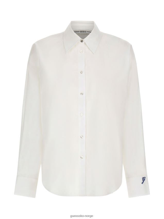 Guess hvit poplinskjorte med normal passform hvit kvinner F0LJ802673