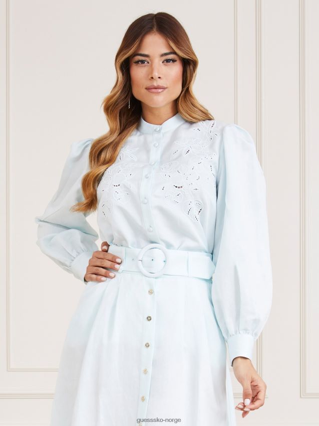 Guess marciano brodert skjorte lyseblå lyse blå kvinner F0LJ803365