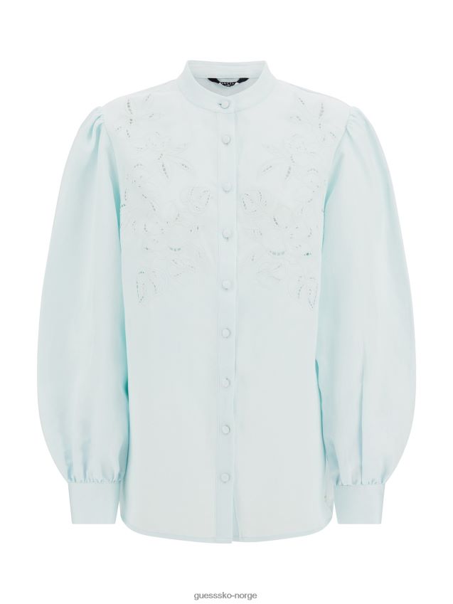 Guess marciano brodert skjorte lyseblå lyse blå kvinner F0LJ803365