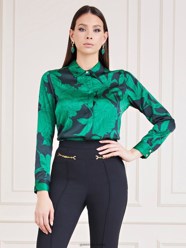 Guess marciano satengskjorte grønn multi grønn multi kvinner F0LJ803173