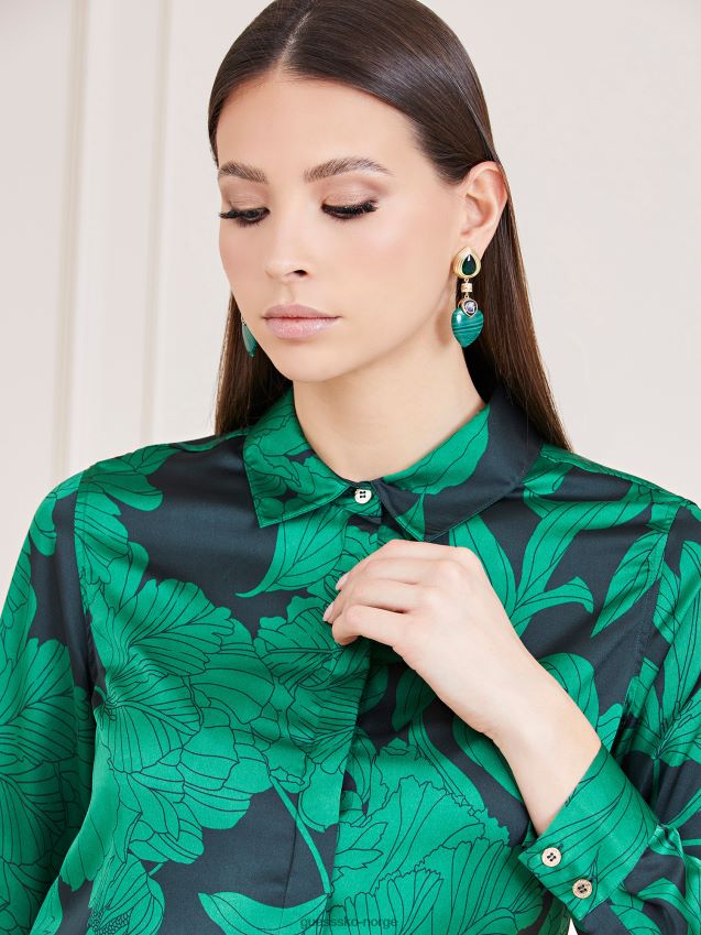 Guess marciano satengskjorte grønn multi grønn multi kvinner F0LJ803173