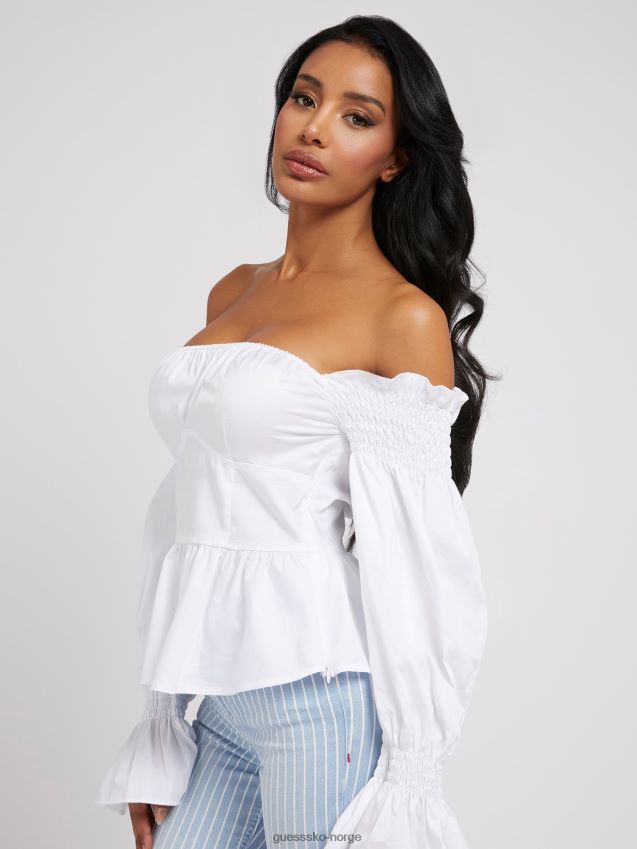 Guess off-shoulder bluse hvit hvit kvinner F0LJ802661