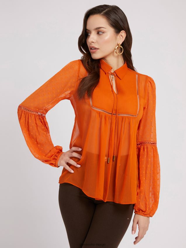 Guess oransje chiffonbluse oransje kvinner F0LJ802931