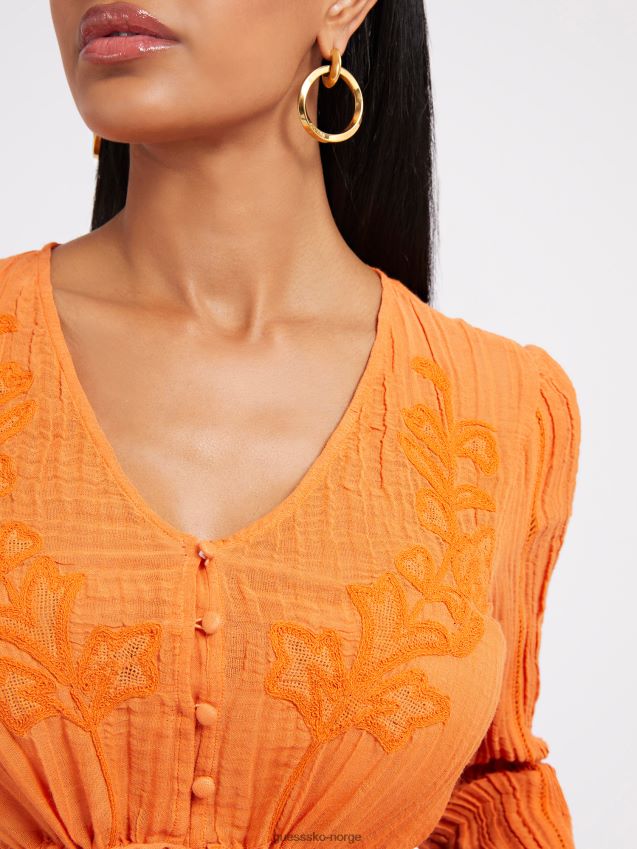 Guess oransje plissert bluse oransje kvinner F0LJ803773