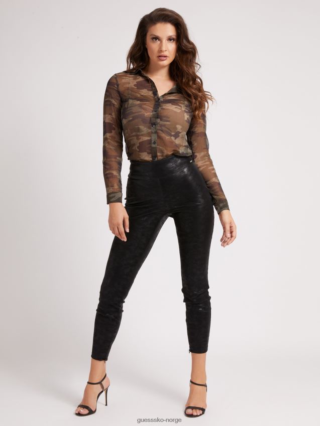 Guess print krøllet skjorte grønn grønn kvinner F0LJ802831