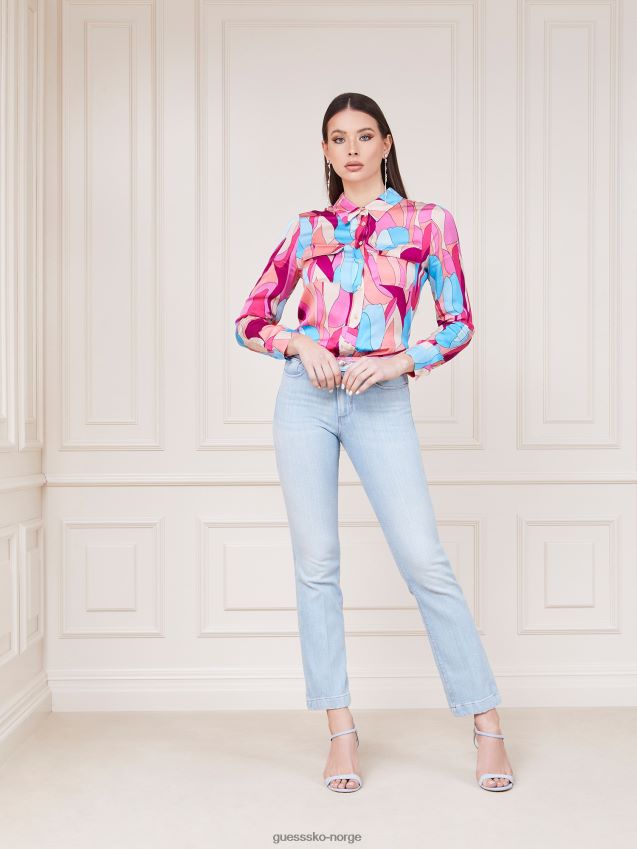 Guess rosa marciano skjorte med all over print rosa kvinner F0LJ802891