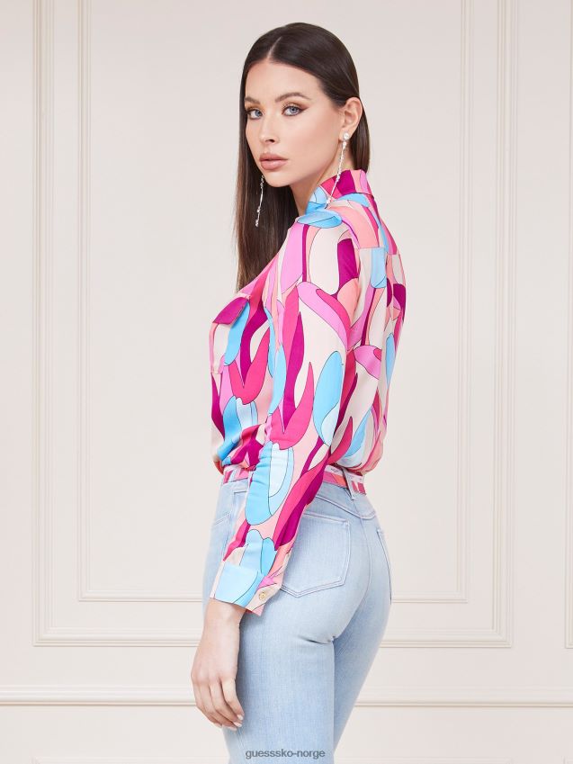 Guess rosa marciano skjorte med all over print rosa kvinner F0LJ802891