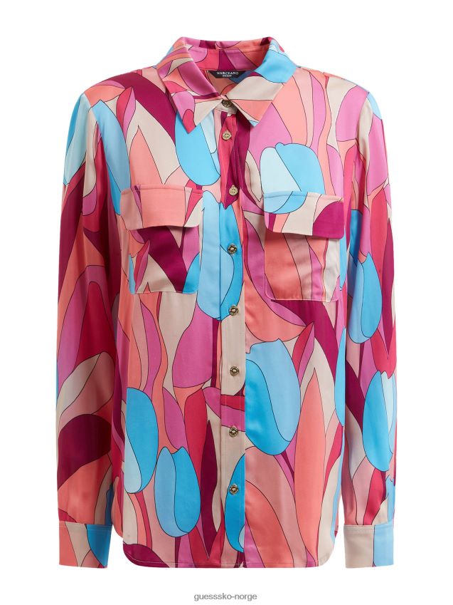Guess rosa marciano skjorte med all over print rosa kvinner F0LJ802891