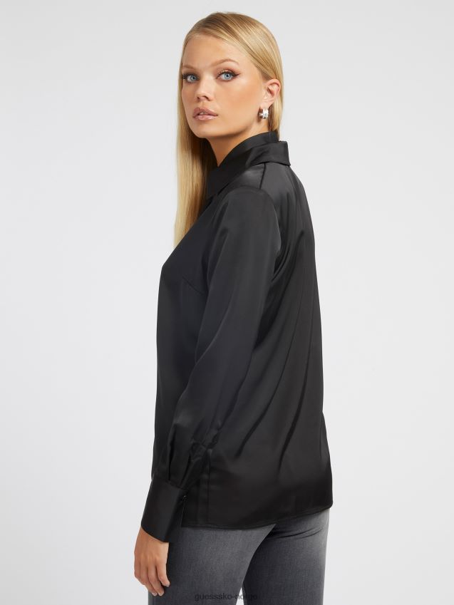 Guess svart skjorte med chocker-hals svart kvinner F0LJ802728