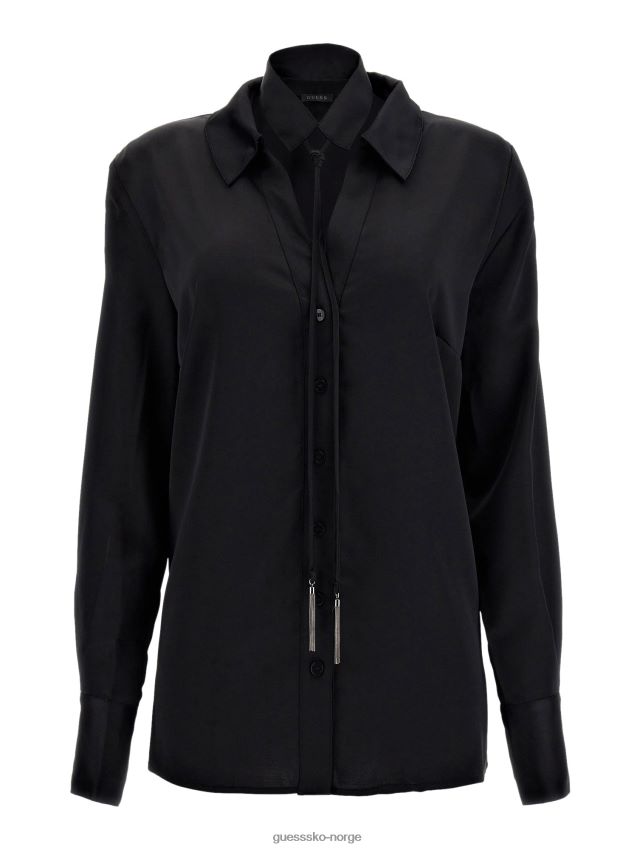 Guess svart skjorte med chocker-hals svart kvinner F0LJ802728