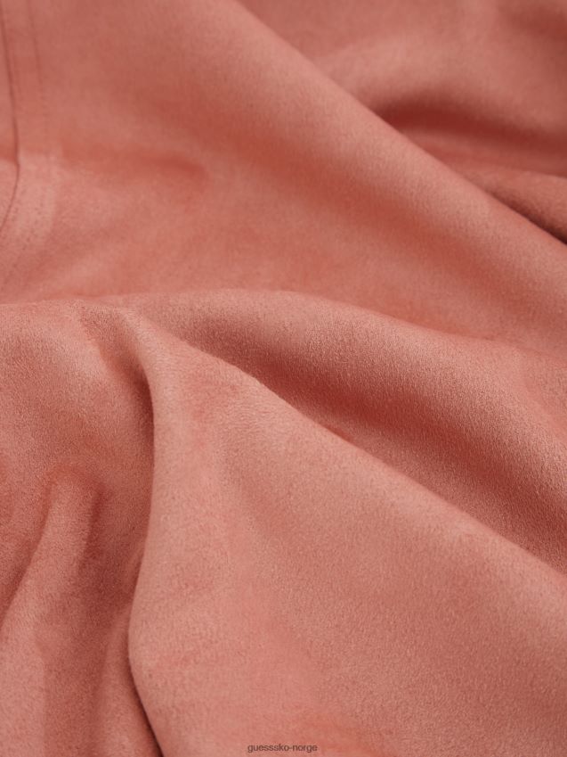 Guess tusenfryd imitert semsket westernskjorte satengrosa sateng rose kvinner F0LJ809204