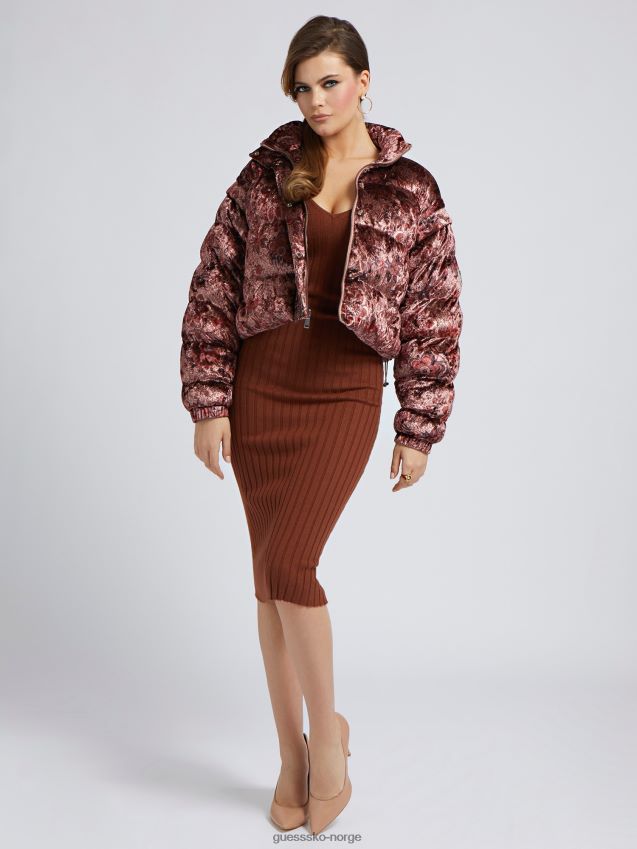 Guess all over print beskåret puffer lilla lilla kvinner F0LJ803538