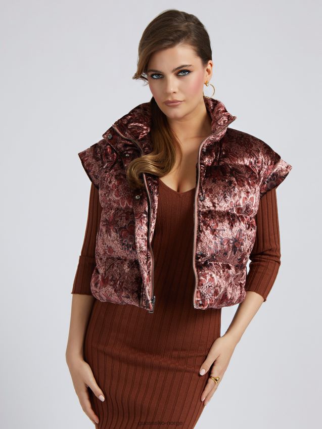 Guess all over print beskåret puffer lilla lilla kvinner F0LJ803538