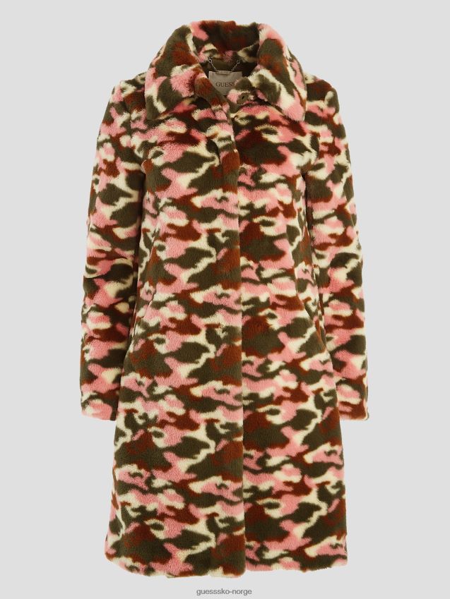 Guess amira camo fuskepelsfrakk camou rosa combo camou rosa kombo kvinner F0LJ809699